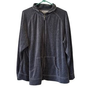 3/$20 New York Laundry Gray Long Sleeve Full Zip Velour Jacket
